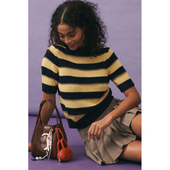 NWT Size 2X - Anthro Striped Cotton Sweater Tee Made in Italy (NWT US$ 118) - Picture 4 of 16